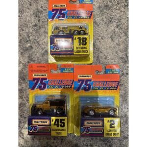 Matchbox 75‎ Challenge 1997 Gold Cars Lot of 3 #2 #18 #45 Sealed